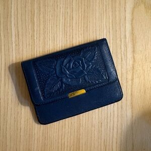 Elegant Blue Floral Embossed Wallet